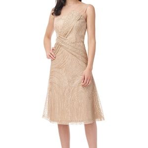 JS Collections Faith Sequin Champagne Gold Sequined Tulle Dress